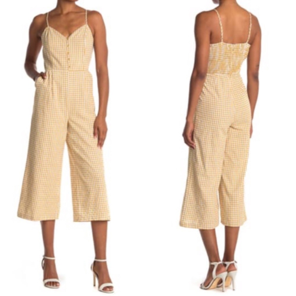 LOST + WANDER Mimosa Gingham Button Front Jumpsuit